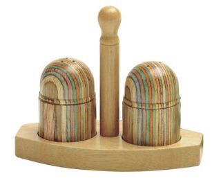 Nor Pro Rainbow Colored Wooden Salt/Pepper Shaker set: Combined Pepper And Salt Shakers: Kitchen & Dining