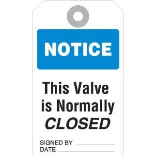 Emedco Notice Valve Normally Closed Accident Prevention Tags (25 Pack): Industrial Lockout Tagout Tags: Industrial & Scientific