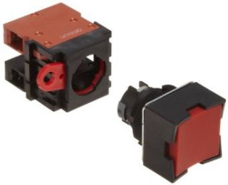 Omron A22 DR 11M Full Guard Type Pushbutton and Switch, Screw Terminal, IP65 Oil Resistant, Non Lighted, Momentary Operation, Square, Red, Single Pole Single Throw Normally Open and Single Pole Single Throw Normally Closed Contacts: Electronic Component Pu