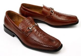 Delli Aldo Mens Dress Shoes Alligator Print Slip on Loafers Brown (9.5): Shoes