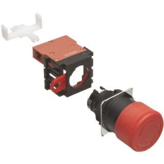 Omron A22E S 01 Emergency Stop Operation Unit and Switch, Screw Terminal, IP65 Oil Resistant, Non Lighted, Push Lock Turn Reset Operation, Red, 30mm Diameter, Single Pole Single Throw Normally Closed Contacts: Electronic Component Pushbutton Switches: Indu