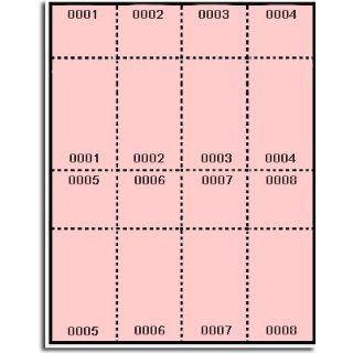 400 Label Outfitters® Pink Pre Numbered Raffle or Event Tickets   Laser or Inkjet Printable (50 Sheets) : Ticket Rolls : Office Products