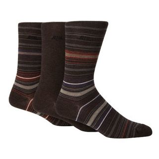 RJR.John Rocha Designer pack of three brown plain and striped socks