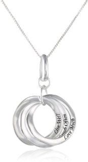 Sterling Silver "Laugh Often Love Much Live Well" Three Circle Pendant Necklace , 18": Jewelry
