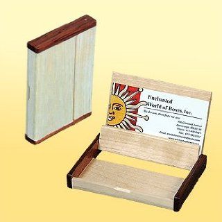 Pocket Sized Decorative Wood Business Card Holder Display Case Box : Office Products