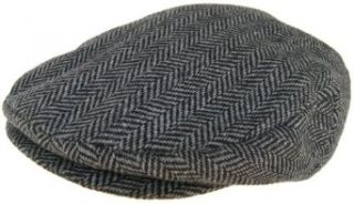 Headchange Made in USA 100% Wool Ivy Scally Cap Black Herringbone Driver Hat: Clothing