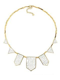 House of Harlow 1960 5 Station Necklace with White Stingray Leather: Bangle Bracelets: Jewelry