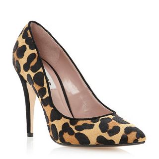 Dune Leopard pony Attar pointed toe court shoe