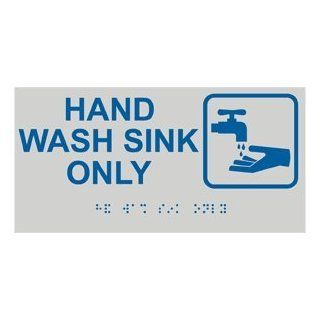 ADA Hand Wash Sink Only Braille Sign RSME 372 SYM BLUonPRLGY : Business And Store Signs : Office Products