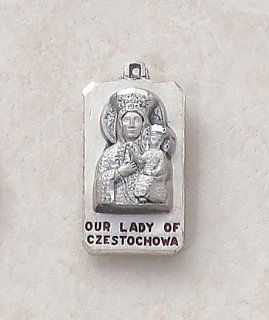 Our Lady of Czestochowa Sterling Silver Our Lady Mary Medal Catholic Pendant Necklace Jewelry: Jewelry