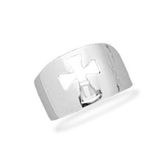 925 Sterling Silver Large Cut Out Cross Ring: Wedding Bands: Jewelry