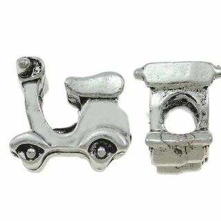 " Scooter Charm" Spacer Bead for Bracelets Compatible with Pandora, Biagi, Troll, Chamilla and Many Others: Jewelry