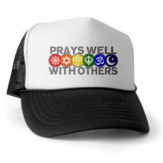 Artsmith, Inc. Trucker Hat (Baseball Cap) Prays Well With Others Hindu Jewish Christian Peace Symbol Sign: Clothing