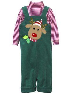 Boys Green Reindeer Overall Set 18 months : Infant And Toddler Clothing Sets : Baby