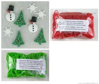 Rubber Band Loom Red and Green Holiday Refills and U B Charmed Christmas Past Charms, Compatible with all Rubber Band Bracelets: Toys & Games