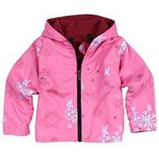 Outside Baby Girls Two Layer Windproof Fleece Jacket Pink Snowflake 9 18 Months: Clothing