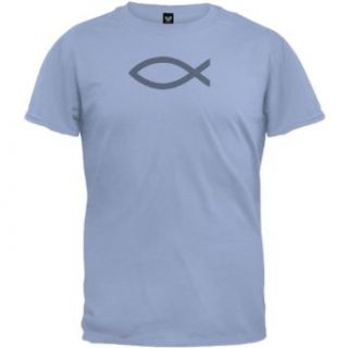 Jesus Fish Light Blue T Shirt: Clothing