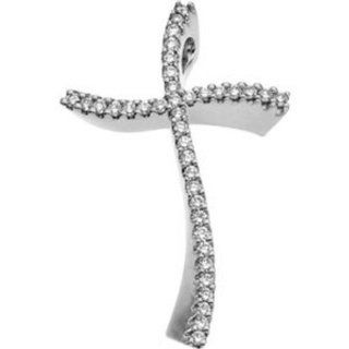 18K White Gold Diamond Cross Pendant    LIFETIME WARRANTY: Jewelry