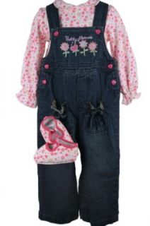 BT Kids Baby Girls Denim Overall Set with Matching Shoes 24 Months : Clothing