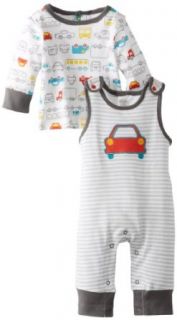 Offspring   Baby Apparel Boys Newborn Motorway Overall Set, Multi Stripe, 3 Months: Clothing