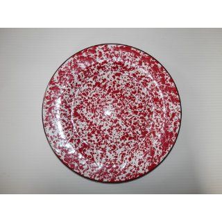 Enamelware 10.25" Dinner Plate, Red Rim: Kitchen & Dining