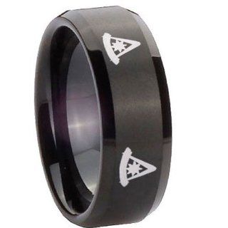 10MM Tungsten 4 Masonic Past Master Matte Black Flat Top Engraved Ring Size 10: Jewelry