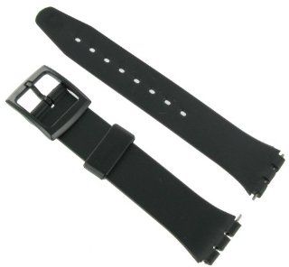 17mm Rubber PVC Black Replacement Watch Band for Swatch   FREE Spring Bars: Watches