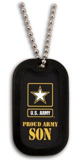 United States Army Armed Forces "Proud Army Son" Yellow Star Logo Symbols   Military Dog Tag Luggage Tag Key Chain Metal Chain Necklace: Jewelry