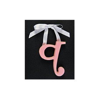 Hanging Letter Q Ribbon Color: White with White Dots, Color: Orange, Size: 10"   Nursery Wall Decor