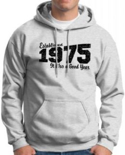 Established 1975 a Good Year Birthday Distressed Look Premium Hoodie Sweatshirt: Clothing