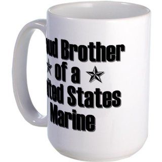 CafePress Proud Marine Brother Star Large Mug Large Mug   Standard: Kitchen & Dining