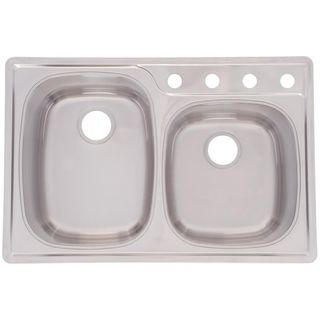 Offset Double Bowl 9.5 inch Deep Stainless Steel Sink Franke USA Kitchen Sinks