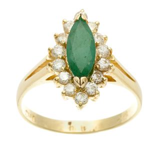 Kabella Luxe 14k Yellow Gold Marquise Emerald and 1/2ct TDW Diamond Ring (I J, I2 I3) Kabella Jewelry Gemstone Rings