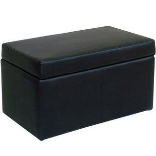Black bonded leather Kubic storage bench