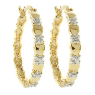 Finesque 18k Two tone Gold Overlay Diamond Accent Heart Hoop Earrings Finesque Diamond Earrings