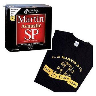 Martin MSP 4100 3 Pack with T Shirt of Acoustic Guitar Strings: Musical Instruments