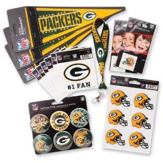 Green Bay Packers Fan Pack   Tattoos Decals Buttons Lanyards Magnets & Pennants   Football Tailgating Party Supplies   30 items per pack : Sports Related Tailgating Fan Packs : Sports & Outdoors