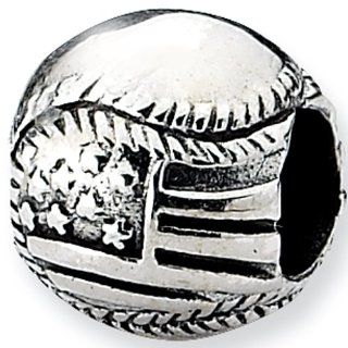 Reflection Beads Silver American Baseball Sports Bead: Bead Charms: Jewelry