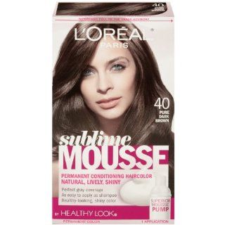 L'Oreal Paris Sublime Mousse by Healthy Look Hair Color, 40 Pure Dark Brown : Hair Color Refreshers : Beauty