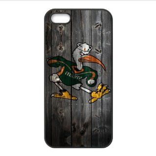 iPhone 5 & 5s Case   Wood Look NCAA Miami Hurricanes Accessories Apple iPhone 5 & 5s Waterproof TPU Back Cases Covers: Cell Phones & Accessories