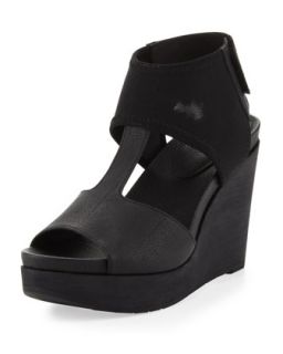 Dote Mesh Ankle Leather Wedge   Eileen Fisher   Black (39.5B/9.5B)