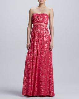 Womens Strapless Metallic Jacquard Gown   Erin by Erin Fetherston   Bright