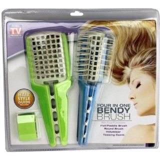 Four in One Bendy Brush Includes Flat Brush, Round Brush, Volumizer, Teasing Comb   As Seen on Tv : Hair Brushes : Beauty