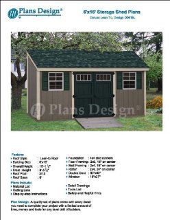 6' x 16' Deluxe Shed Plans, Lean To Roof Style Design # D0616L, Material List and Step By Step Included   Woodworking Project Plans  