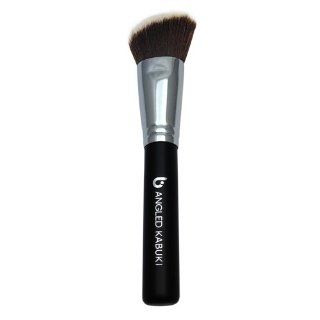 Blush Brush Angled Kabuki Makeup Brush By Beauty Junkees: High Quality Synthetic Makeup Brush, Ideal for Blending, Contouring, Stippling, Works with Creams, Powders, Liquids, and Mineral Makeup. Synthetic Dense Bristles That Do Not Shed, Quality Compares t