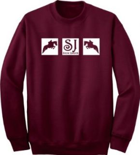 Show Jumper Squares Horse and Rider Maroon Sweatshirt: Clothing