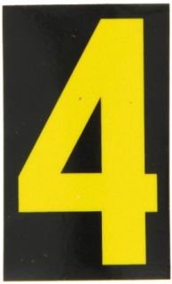 Brady 5000 4 Bradylite 2 7/8" Height, 1 3/4" Width, B 997 Engineering Grade Bradylite Reflective Sheeting Yellow On Black Color Reflective Number Legend "4" (Pack Of 25): Industrial Warning Signs: Industrial & Scientific