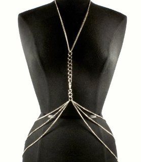 Fashion Jewelry~ Body Jewelry ~ Silvertone Chain Link Body Chain (Style PBC5034R MWR): Y Shaped Necklaces: Jewelry