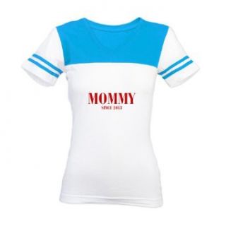 CafePress mommy since 2013 BOD BURG Jr. Football T Shirt   L Blue/White: Clothing