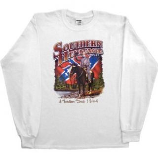 MENS LONG SLEEVE T SHIRT : SAND   LARGE   Southern Heritage Clothing Company A Tradition Since 1864   Robert E Lee Rebel Flag Dixie: Clothing